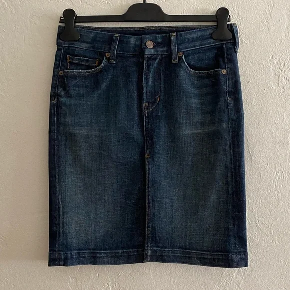 CITIZENS OF HUMANITY SOPHIA BLUE DENIM KNEE LENGTH JEAN PENCIL SKIRT SIZE 26 - Picture 4 of 12